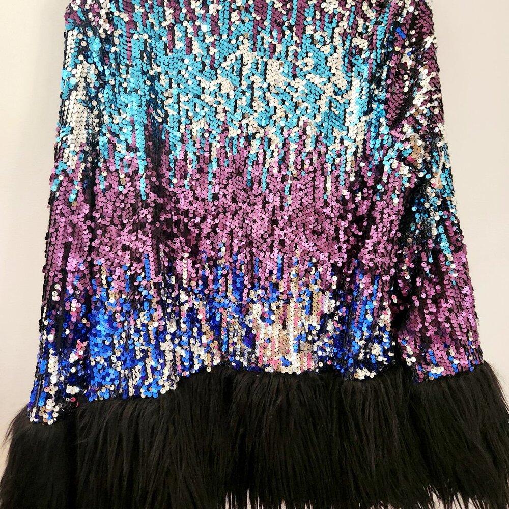 Shein Bae Open Front Contrast Fuzzy Sequin Coat. … - image 7